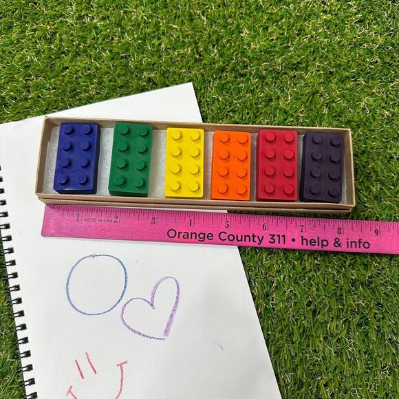 2/$24 Building Bricks Blocks Crayons (6), Kids Girls Boys Gender Neutral Gift - Picture 7 of 10